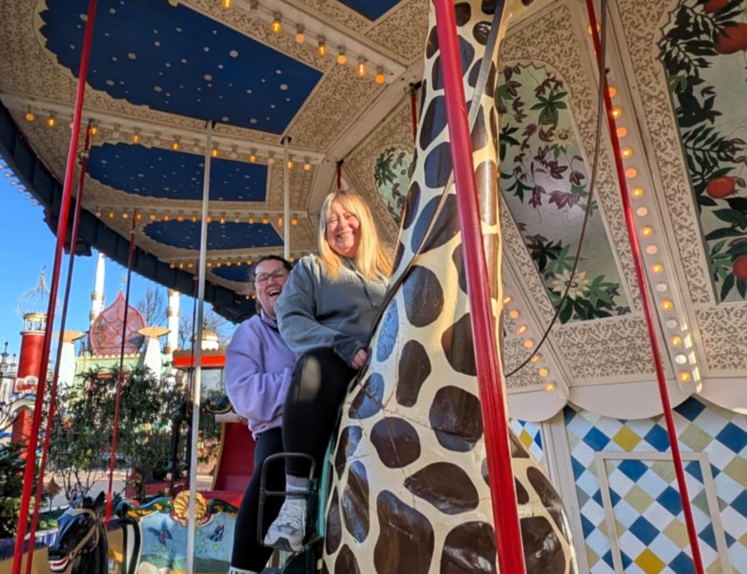 Sasha (R) with her partner, Rhian (L) at the Christmas market in Copenhagen.