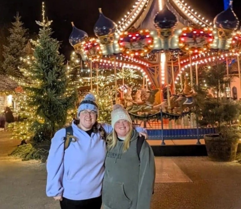 Sasha (R) with her partner, Rhian (L) at the Christmas market in Copenhagen.