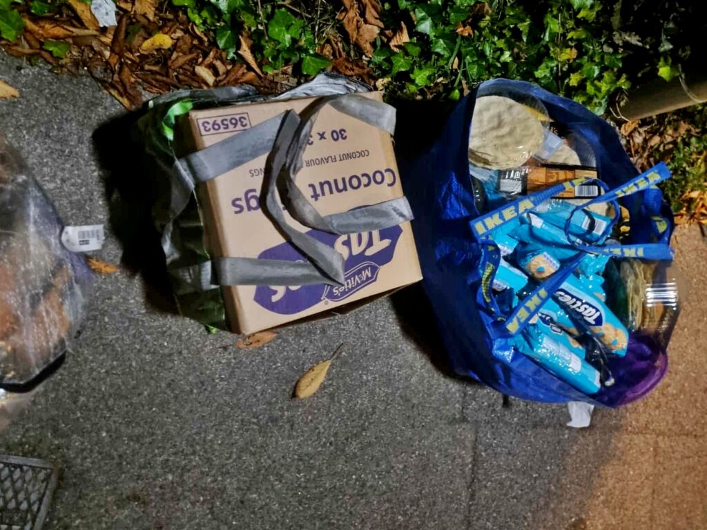 A dumpster diver from Portsmouth makes £600 a month rescuing valuable items like jewellery and designer bags from shop bins using a storage unit to hold his incredible finds.