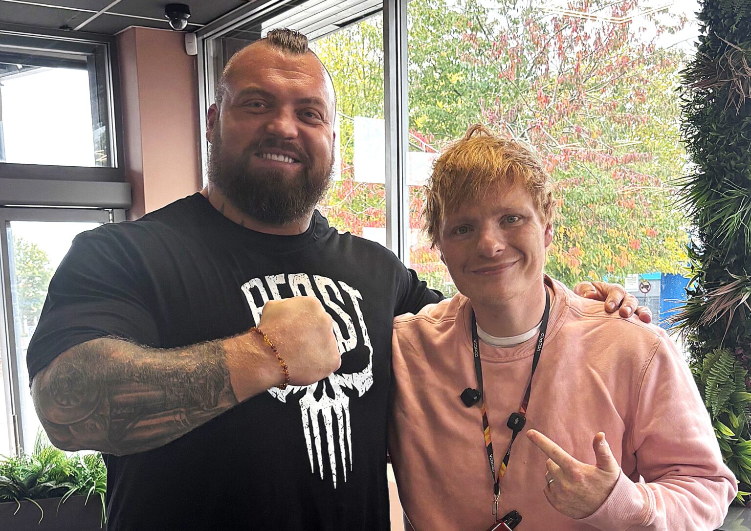 Ed Sheeran lookalike Ty Jones strikes up a hilarious bromance with strongman Eddie Hall after meeting at an MMA event - their viral gym and comedy videos are fan favorites.
