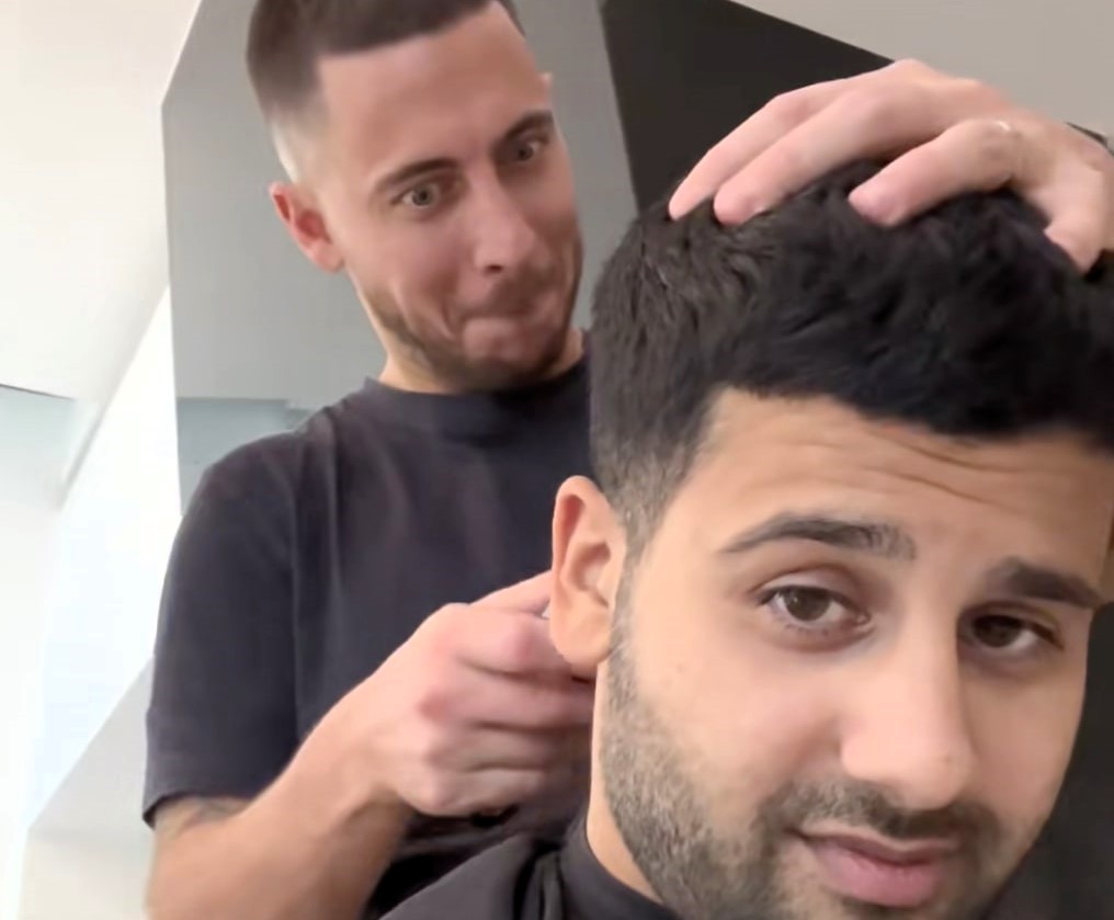 Football legend Eden Hazard shocks fans by swapping the pitch for the barber’s chair, giving trims at A Star Barbers after retiring with a £90m fortune.