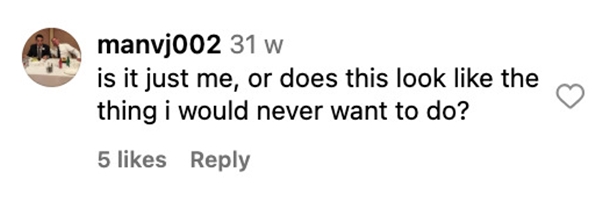 Social media comment on the post of A new extreme winter trend called ice floating is going viral - thrill-seekers in red suits dive into freezing Arctic waters in Russia for the ultimate icy adventure.