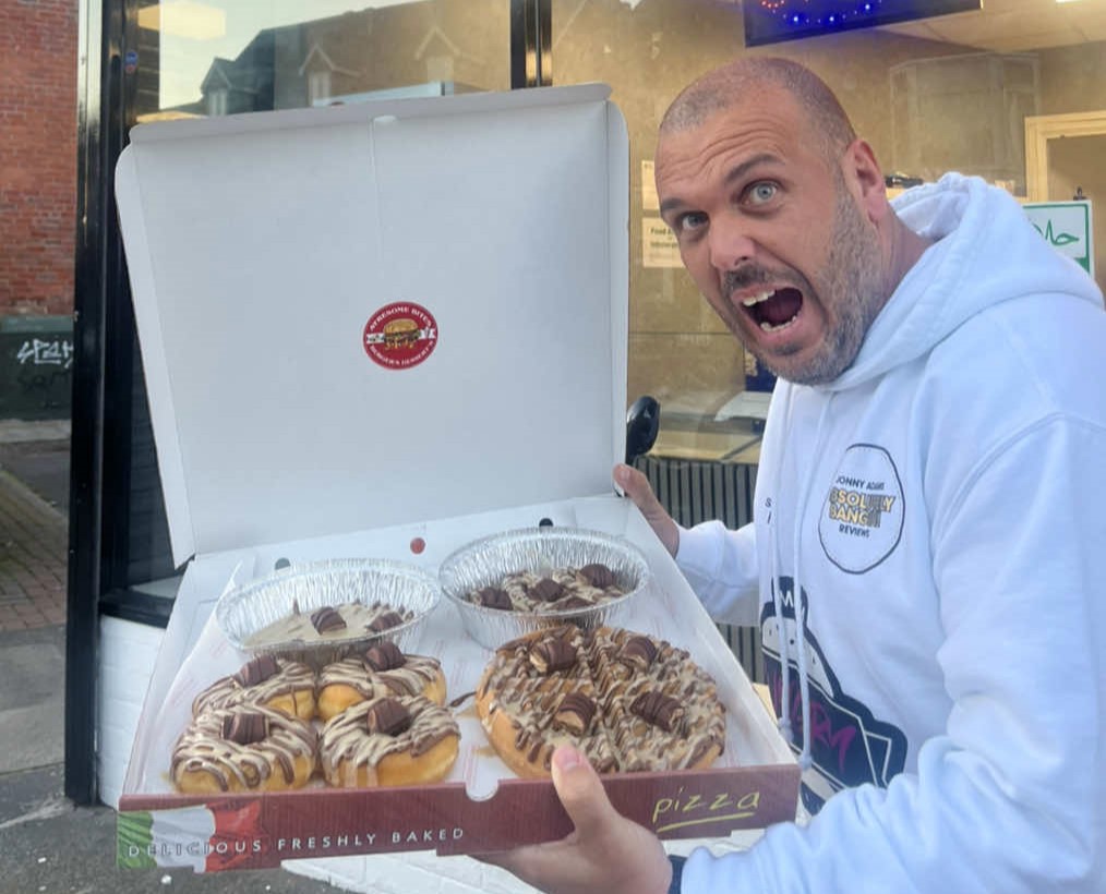 Foodie Jonny Adams tackled a 10,000 calorie roast potato challenge but quit after six minutes when the 4.5kg mountain of roasties left him bloated and sick for hours.
