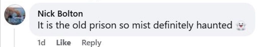 Social media comment on the post of Creepy CCTV at a former prison turned B&B shows a shadowy figure seeming to walk through a wall leaving the owner and locals convinced the historic Cardigan guest house may be haunted.