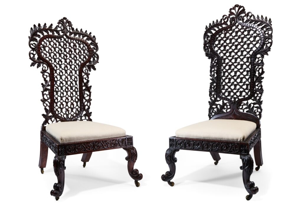 Rare Anglo Indian chairs linked to Maharajah Duleep Singh and later the Guinness family head to auction in London expected to draw strong collector interest for their legacy and craft.