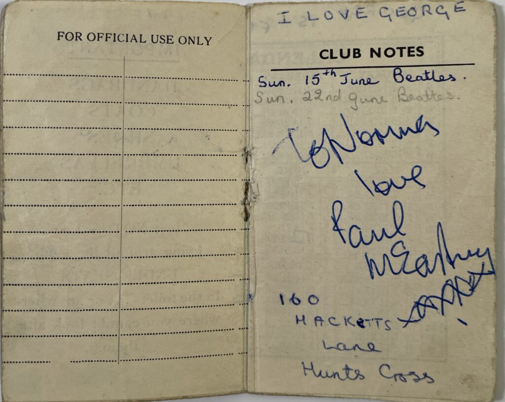 A rare 1962 Cavern Club membership card signed by the Beatles including Pete Best is up for auction for 6000 pounds offering a fragile but historic pre Ringo collectible today.