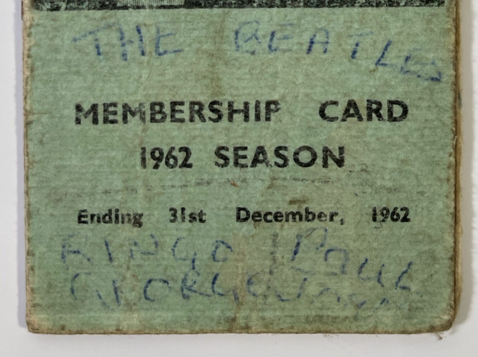 A rare 1962 Cavern Club membership card signed by the Beatles including Pete Best is up for auction for 6000 pounds offering a fragile but historic pre Ringo collectible today.