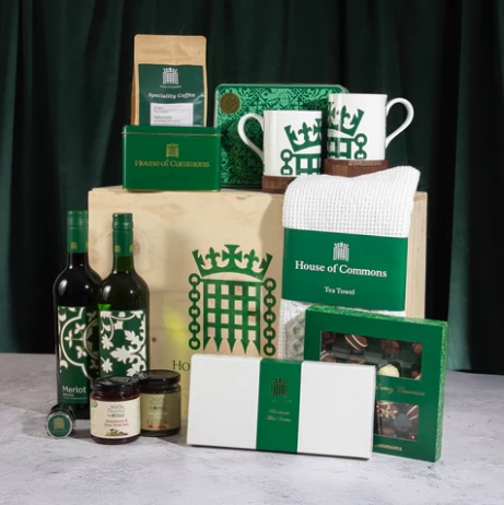 The House of Commons Christmas hamper costs £180 but buying the 13 items separately totals £150, meaning shoppers pay £30 extra just for the wooden box packaging.