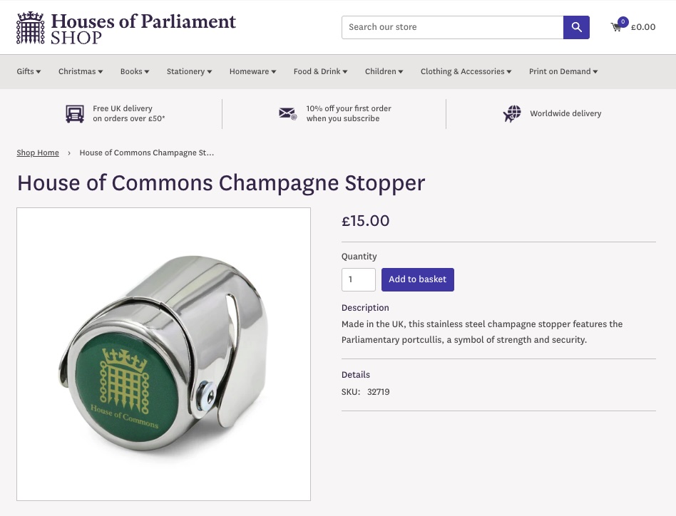 The House of Commons Christmas hamper costs £180 but buying the 13 items separately totals £150, meaning shoppers pay £30 extra just for the wooden box packaging.
