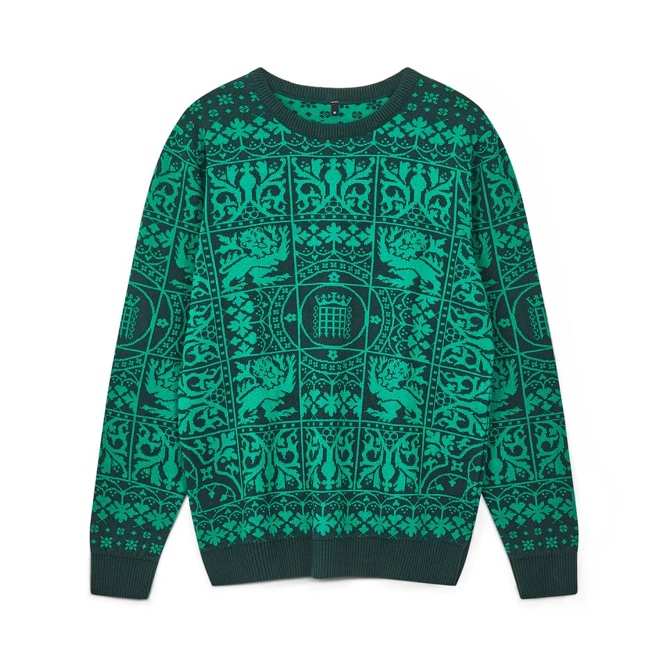 A new £45 Houses of Parliament Christmas jumper has launched featuring Santa over Big Ben but unlike last year’s design it is not available in XXXL sizes.A new £45 Houses of Parliament Christmas jumper has launched featuring Santa over Big Ben but unlike last year’s design it is not available in XXXL sizes.