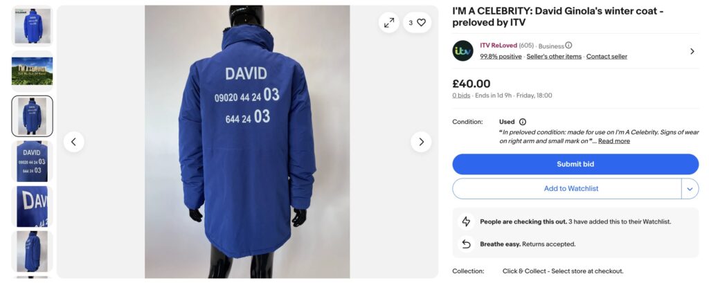 ITV is selling I’m a Celebrity jungle outfits on eBay from Richard Madeley’s gilet to Frankie Bridge’s T shirt with preloved items starting at 15 pounds as fans snap up dirty iconic gear.