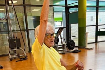 Bodybuilding centenarian Iñaxi Lasa trains two hours daily at 101 sharing her longevity secrets of strength exercise olive oil vegetables and resilience while inspiring thousands online with her routine.