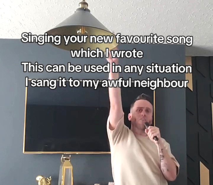 A noisy neighbour proudly posts his late night singing and petty payback songs online as constant complaints roll in, sparking viral reactions to his chaotic antics.