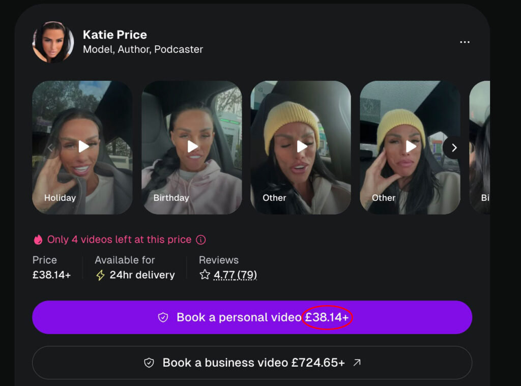 Junior Andre launches affordable Cameo videos from £26 offering personalised messages for fans as his popularity rises while undercutting parents Katie Price and Peter Andre online.