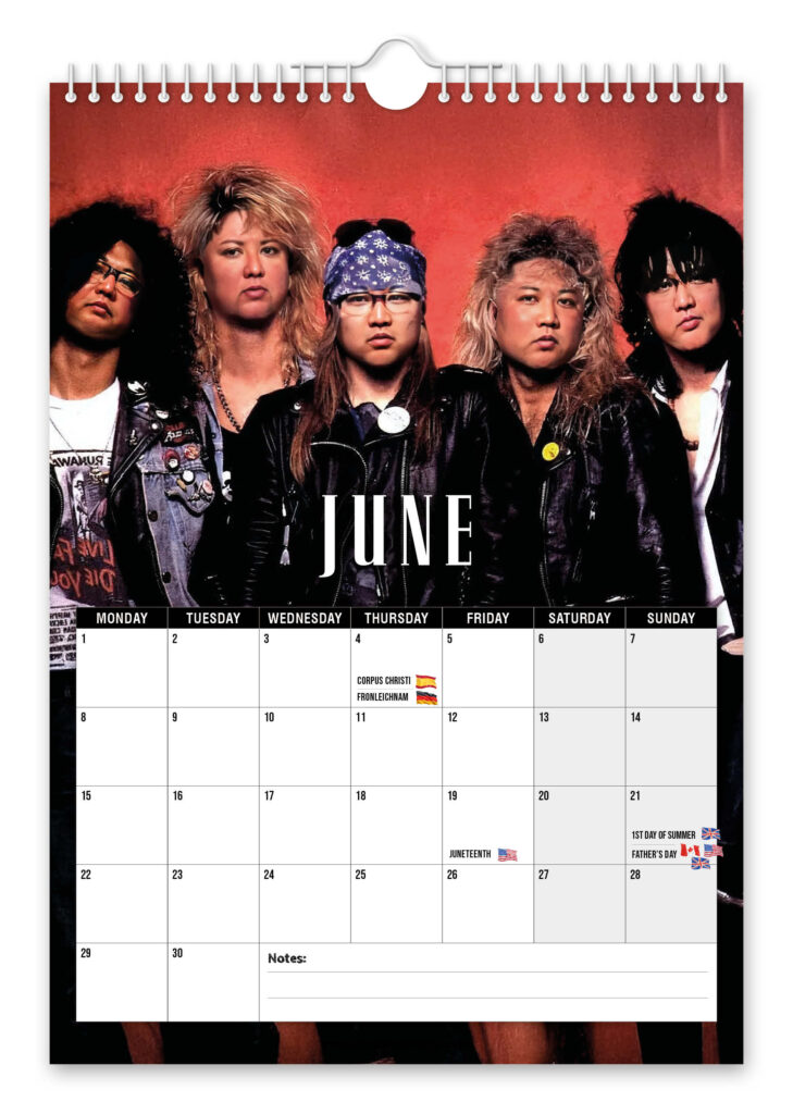 Kim Jong Un hilariously reimagined as Guns N' Roses members in a spoof 2026 calendar. The £14.95 gift features the dictator as Axl Rose, Slash and other rock icons.