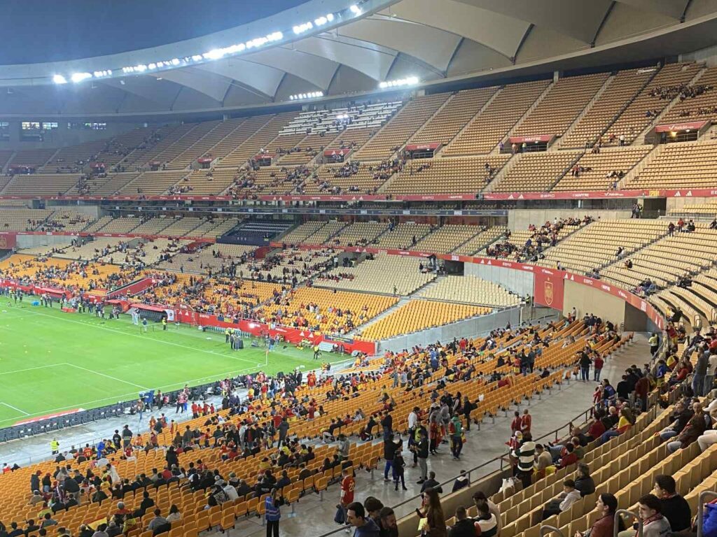 A budget savvy football fan ticks off European stadiums with an extreme day trip to Seville spending just £166 on flights match ticket food and travel while sleeping in the airport.