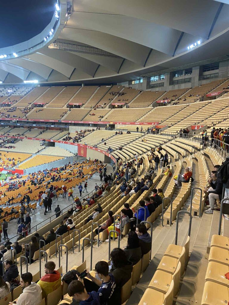 A budget savvy football fan ticks off European stadiums with an extreme day trip to Seville spending just £166 on flights match ticket food and travel while sleeping in the airport.