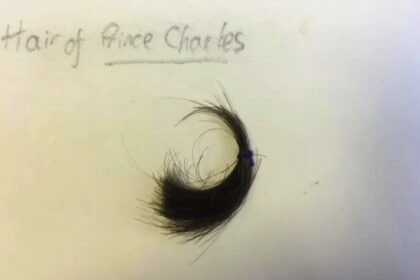 Rare lock of King Charles hair cut in the 1960s by his royal barber goes on sale for 7995 pounds as part of a unique childhood collection featuring tools letters and memorabilia.