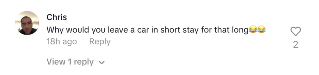 Social media comment on the post of Love Island star Reuben Collins was stunned after being charged £283 for three days of parking at Heathrow Airport - vowing to always prebook after the costly mistake.