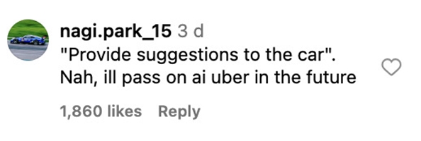 Social media comment on the post of A woman was left mortified when a self-driving Waymo car froze in an intersection blocking a trolley - leaving passengers helpless as honking drivers watched the chaos unfold.