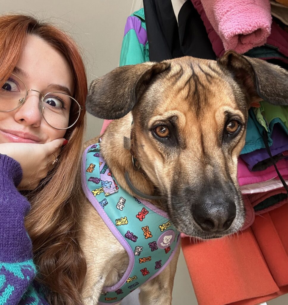 A mum to be spotted her dogs face in her baby scan after an ultrasound resembled her rescue pup Goulash sparking millions of views and sweet reactions about him watching over the baby.