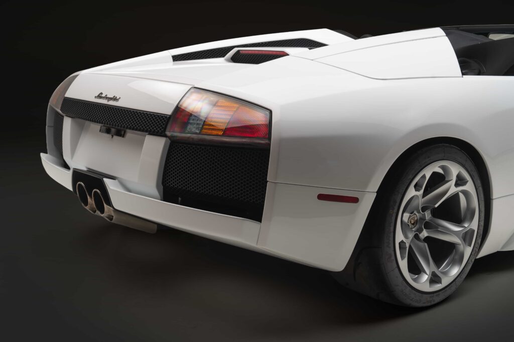 A rare 2006 Lamborghini Murcielago Roadster in unique Ibis White with low mileage heads to auction in Abu Dhabi expected to fetch high bids for its exclusivity and performance.