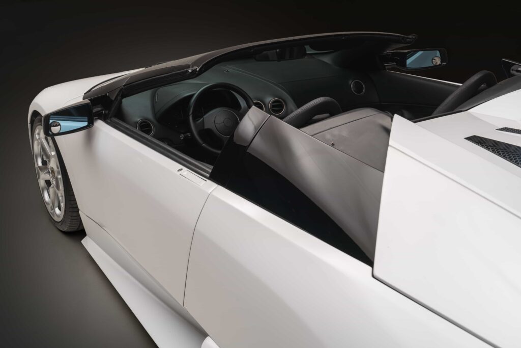 A rare 2006 Lamborghini Murcielago Roadster in unique Ibis White with low mileage heads to auction in Abu Dhabi expected to fetch high bids for its exclusivity and performance.