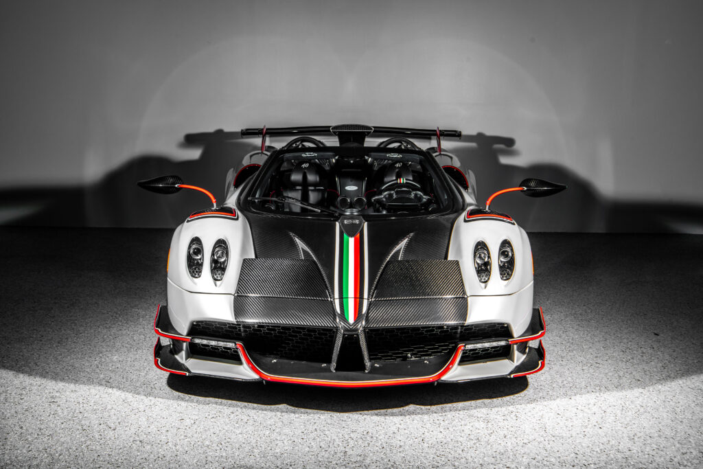 A rare 2020 Pagani Huayra Roadster BC Quaranta with just 75 miles is up for auction at £4.5m, a £1.6m profit in five years, boasting 800bhp and 238mph top speed.