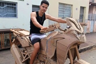 A 19-year-old physics student from Brazil built a fully functional replica of a Honda Africa Twin motorbike almost entirely out of cardboard in 55 days, impressing Honda and going viral online.