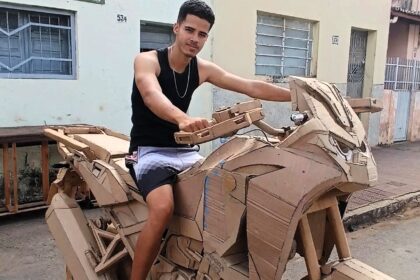 A 19-year-old physics student from Brazil built a fully functional replica of a Honda Africa Twin motorbike almost entirely out of cardboard in 55 days, impressing Honda and going viral online.