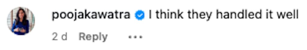 Social media comment on the post of Adeline sharing footage of liquid suddenly leaking from an overhead locker mid-flight, from Korea to Singapore on Singapore Airlines.