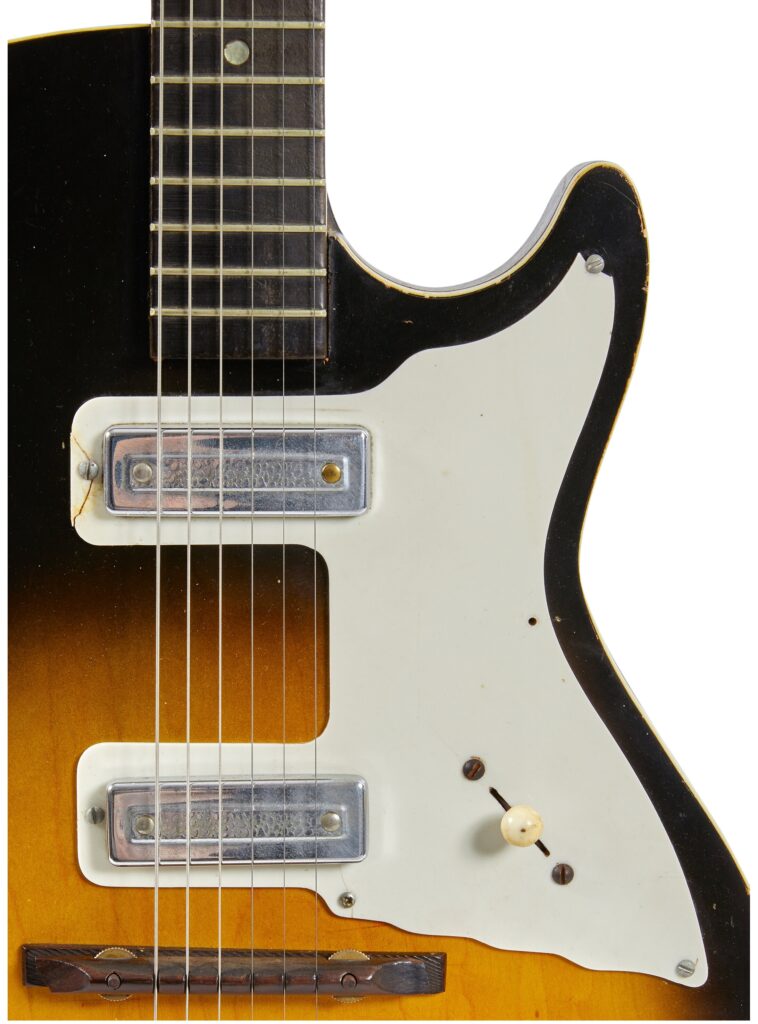 Brian Jones’s original Harmony Stratotone guitar played on the Rolling Stones’ first single heads to auction expected to reach £300000 as part of a major memorabilia sale in Dallas.