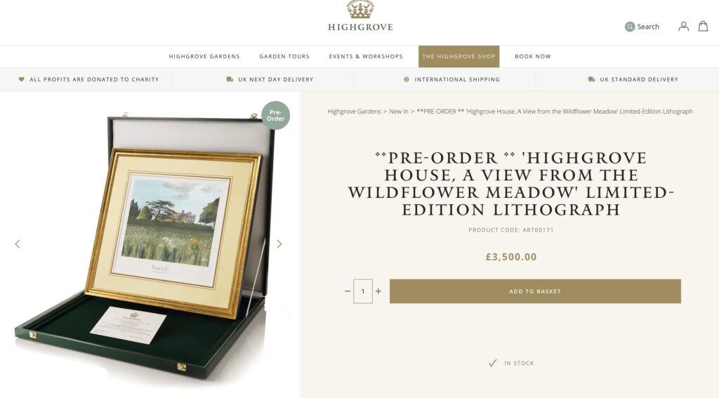 King Charles’s 1995 painting A View from the Wildflower Meadow is now available as a £3,500 signed limited-edition print, capturing the serene beauty of Highgrove House.