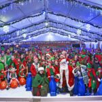Clarks Village launched its festive season with a World’s Biggest Elf Skate as 193 skaters in elf outfits hit the ice for a record bid kicking off a packed Christmas calendar in Somerset.