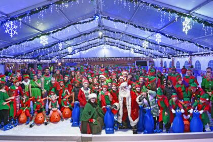 Clarks Village launched its festive season with a World’s Biggest Elf Skate as 193 skaters in elf outfits hit the ice for a record bid kicking off a packed Christmas calendar in Somerset.