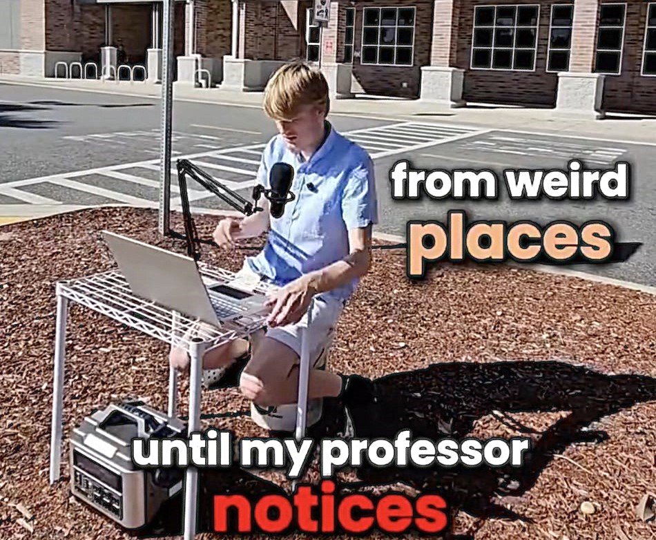Streamer Austin has gone viral for attending online classes from wild locations like McDonald’s and highways, earning millions of views and even praise from his professor.