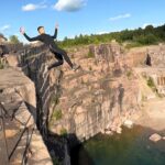 Teen daredevil Charles Gaudreault continues extreme cliff jumps despite his mum’s fears as the Montreal stunt star goes viral with 22 metre needle thread leaps and record breaking adrenaline feats.