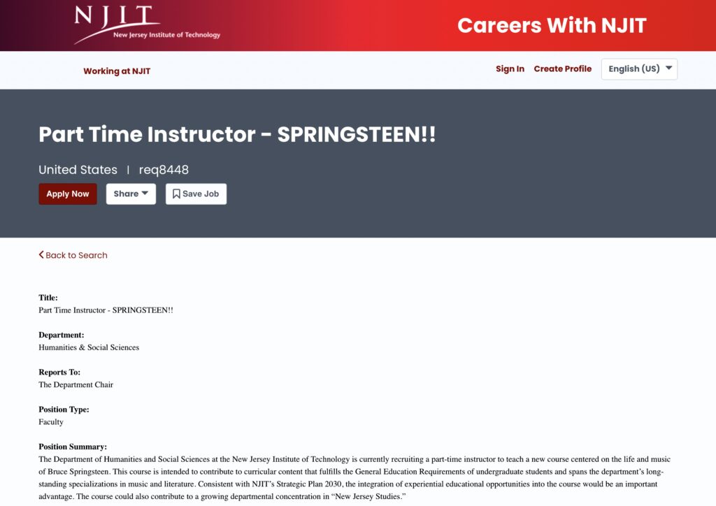 University launches a high paid Bruce Springsteen course offering fans the chance to study The Boss’s life and music with a new lecturer role paying over two thousand pounds per hour.