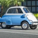 A charming 1957 BMW Isetta 300 microcar expected at 22000 pounds offers restored blue and white style 53mph top speed and classic appeal ahead of its RM Sotheby’s auction today.