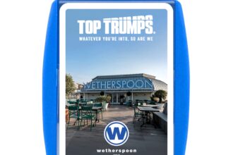 Wetherspoons launches a £9 Top Trumps game featuring 30 iconic pubs with quirky stats like toilet step counts raising money for Young Lives vs Cancer and set to be a hit this Christmas.