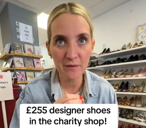 A thrifter finds £275 Tory Burch flats for just £2 in a Derby charity shop, sparking mixed reactions as she proves second hand shopping can uncover incredible designer bargains.