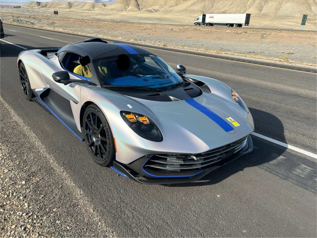 A £1.1m Aston Martin Valhalla prototype packing 1000 horsepower was pulled over in Utah for reckless driving giving officers a rare chance to stop the futuristic supercar mid test run.