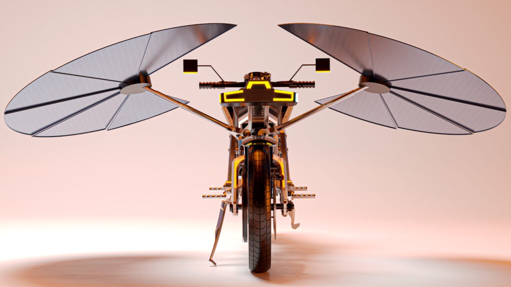 The Solaris is the world’s first self charging solar powered motorcycle with retractable solar wings, zero fuel costs and off grid freedom, redefining future sustainable travel.