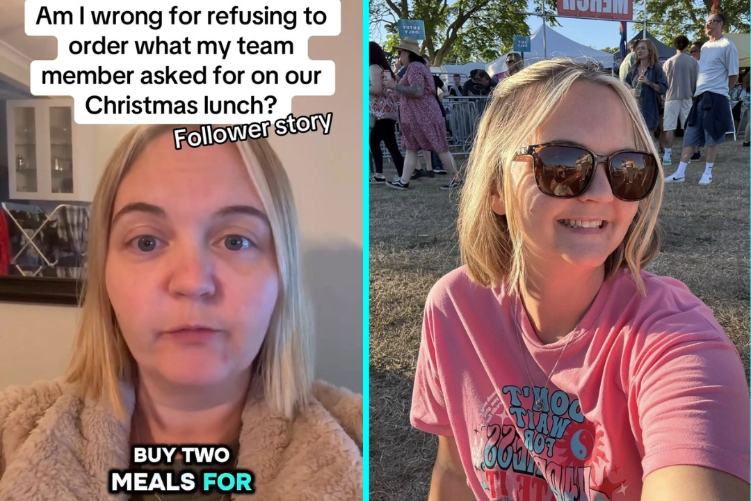 Boss sparks viral debate after refusing to pay for two Christmas lunches for one staff member as TikTok viewers clash over entitlement workplace etiquette and fairness.