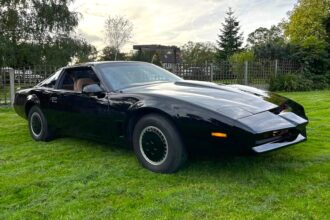 A British seller is offering a full size Knight Rider KITT replica for £40,000 complete with talking sensor retro dashboard Hasselhoff signature and road legal status.
