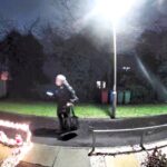 Motion sensor Santa makes elderly woman jump in viral doorbell clip as a family in Stirling bursts into laughter over their decades old dancing Christmas decoration surprising passersby.