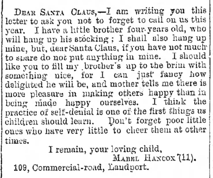 Earliest known UK letter to Santa from 1883 reveals six year old Janet’s sweet wish list as Ancestry shows how children’s Christmas hopes have changed but heartfelt messages stay the same.