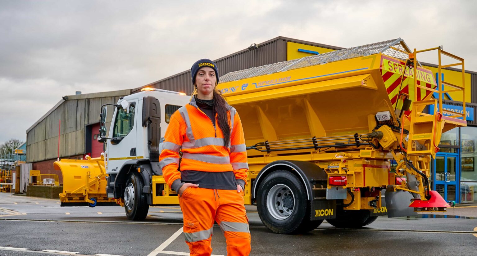 Freezing winter nights shine brighter as one of Britains only women gritter drivers keeps roads safe while juggling horses showjumping and on call shifts nationwide UK!.