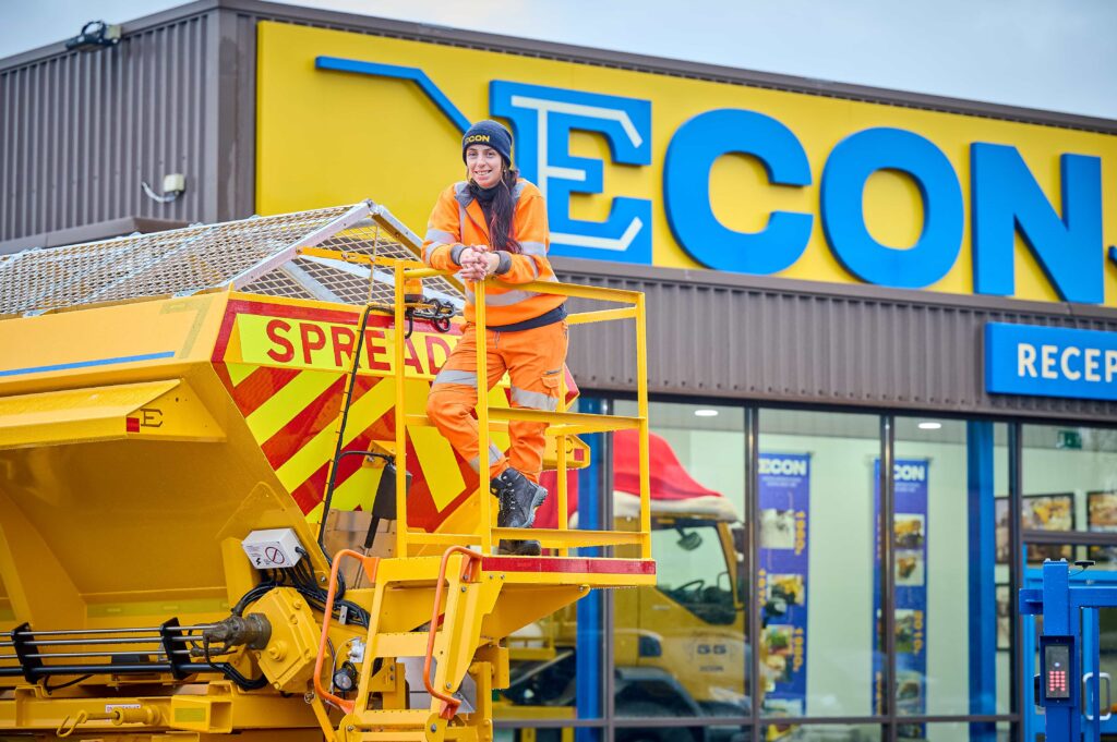 Freezing winter nights shine brighter as one of Britains only women gritter drivers keeps roads safe while juggling horses showjumping and on call shifts nationwide UK!.