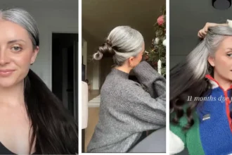 A woman who went fully grey in her teens is finally embracing her natural silver hair after years of bullying, inspiring millions with her dye free journey and message of self love.